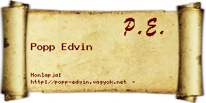 Popp Edvin névjegykártya